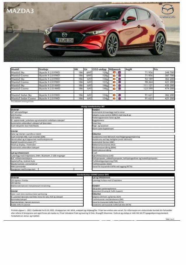 Prisliste Mazda 3. Mazda (2022-07-04-2022-07-04)