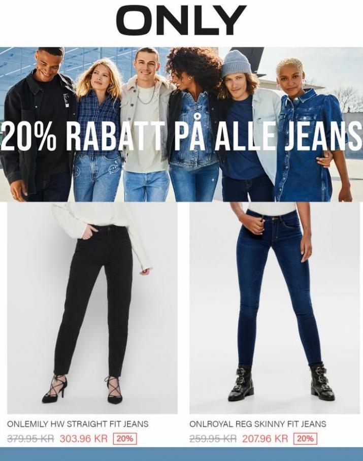 20% rabatt på alle jeans!. ONLY (2022-11-21-2022-11-21)