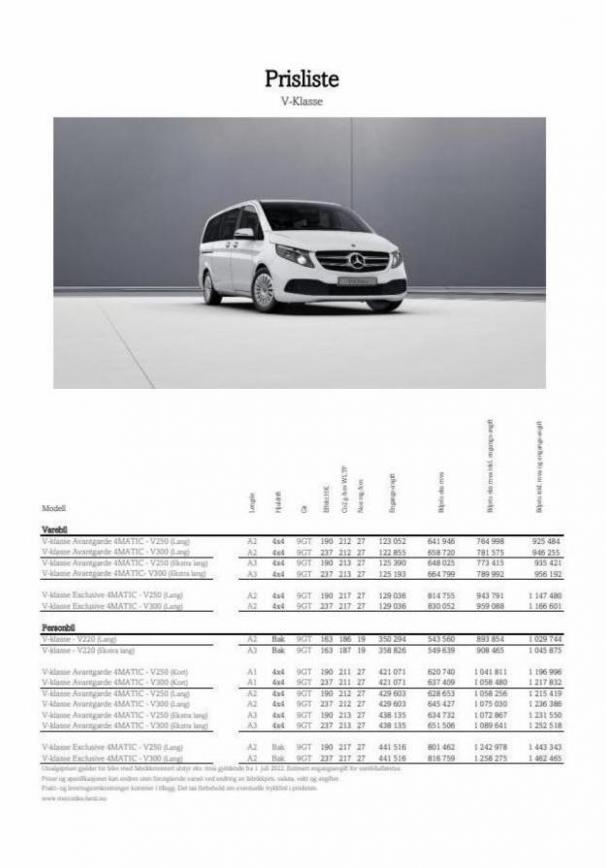 Prisliste V-Klasse. Mercedes-Benz (2023-08-03-2023-08-03)