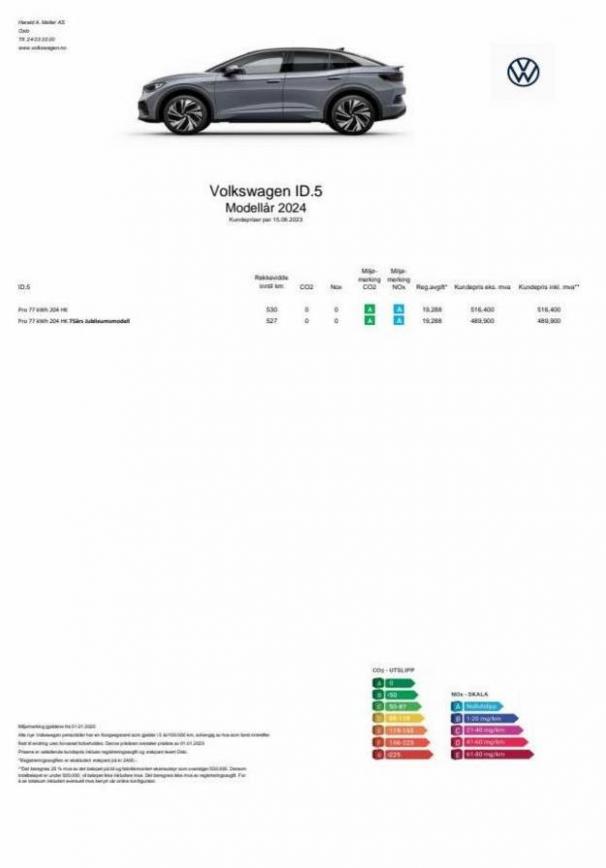 Prisliste Volkswagen Id5. Volkswagen (2023-11-05-2023-11-05)