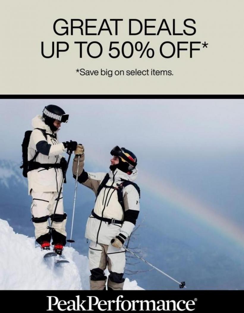 Great Deals up to 50% Off*. Peak Performance (2023-11-18-2023-11-18)