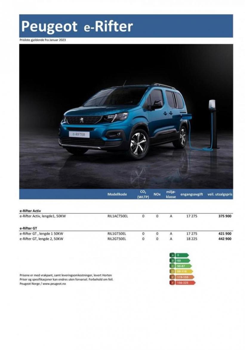 Last ned prisliste for Peugeot e-Rifter. Peugeot (2024-10-30-2024-10-30)